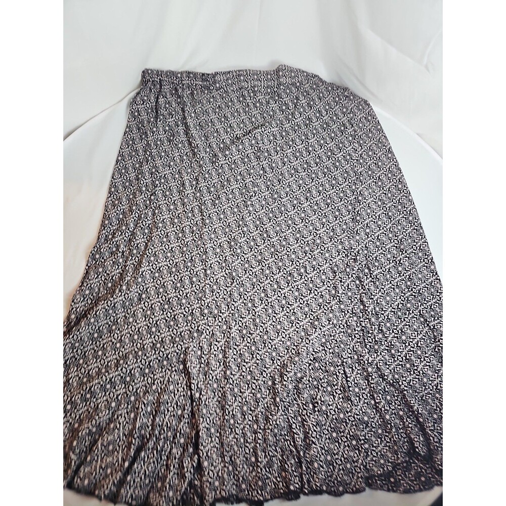 Vintage Women's 2X Basic Editions Boho Maxi Skirt Y2K Floral Print Stretch